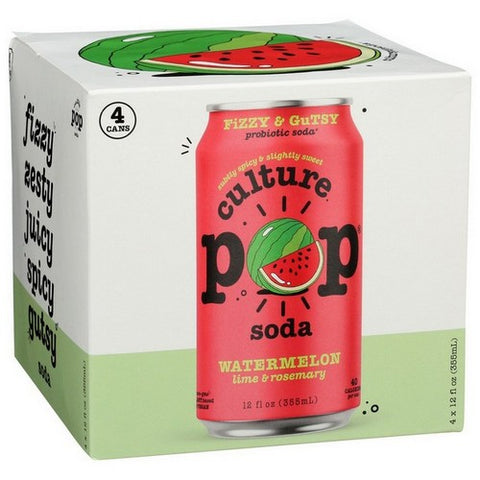 Culture Pop, Probiotic Soda Watermelon Lime And Rosemary, 48 Oz(Case Of 6)