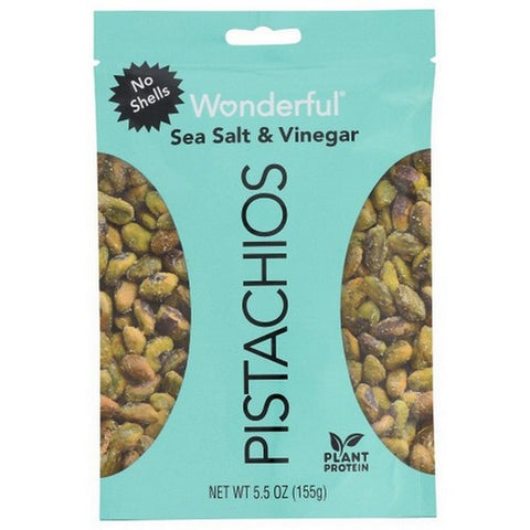 Wonderful Pistachios, Pistachios Sea Salt And Vinegar No Shell, 5.5 Oz(Case Of 10)