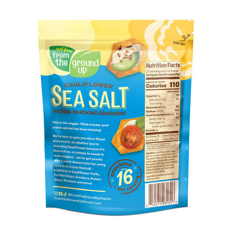 From The Ground Up, Cauliflower Snacking Crackers Sea Salt, 3.5 Oz(Case Of 6) From The Ground Up