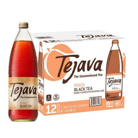 Tejava, Peach Black Tea Unsweetened, 1 Litre(Case Of 12)