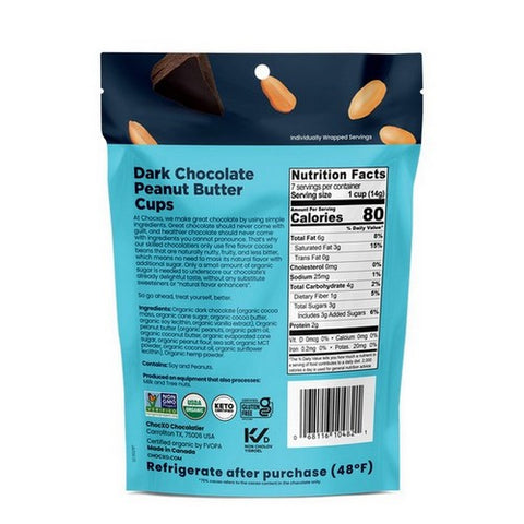 Chocxo, Dark Chocolate Peanut Butter Cup, 3.45 Oz(Case Of 6)