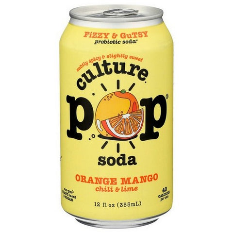 Culture Pop, Probiotic Soda Orange Mango And Lime, 12 Oz(Case Of 12)