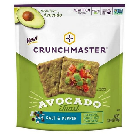 Crunchmaster, Avocado Toast Salt And Pepper Crackers, 3.54 Oz(Case Of 12)