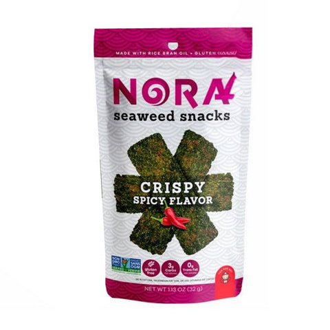 Nora Snacks, Seaweed Snacks Crispy Spicy Flavor, 1.13 Oz(Case Of 12) Nora Snacks