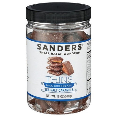 Sanders, Milk Chocolate Sea Salt Caramel Thins, 18 Oz(Case Of 6)