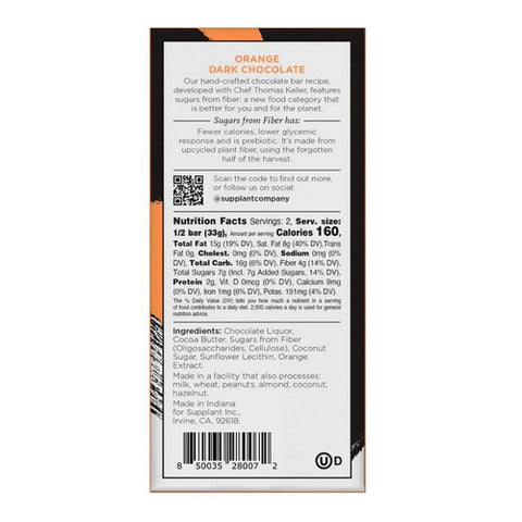 Supplant, Orange Dark Chocolate Bar, 2.3 Oz(Case Of 12)