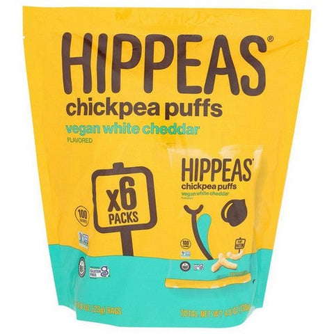 Hippeas, White Cheddar Chickenpea Puffs, 0.8 Oz(Case Of 12) Hippeas