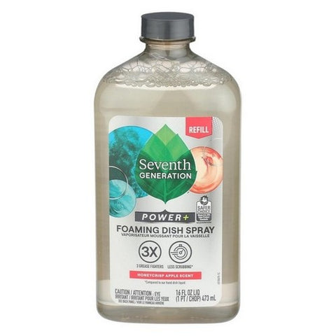 Seventh Generation, Power Plus Foaming Dish Spray Refill Honeycrisp Apple, 16 Oz(Case Of 6)