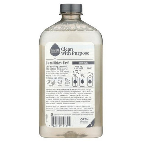 Seventh Generation, Power Plus Foaming Dish Spray Refill Honeycrisp Apple, 16 Oz(Case Of 6)