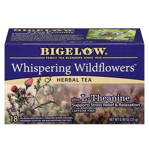 Bigelow, Whispering Wildflowers Plus L-Theanine Herbal Tea, 0.9 Oz(Case Of 6)