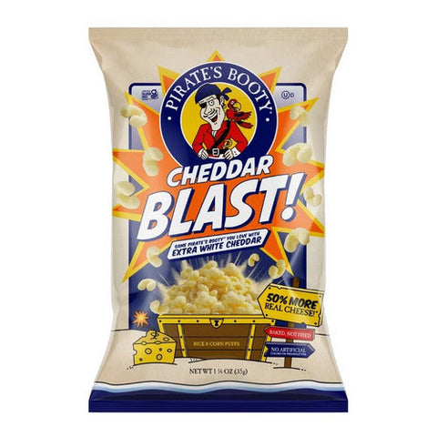 Pirate Brands, Cheddar Blast Rice And Corn Puffs, 1.25 Oz(Case Of 12) Pirate Brands