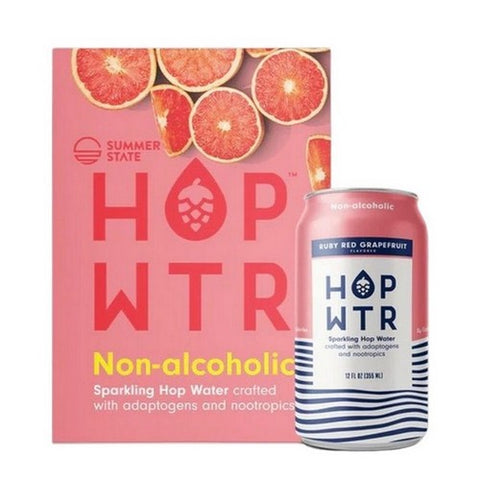 Hop Water, Sparkling Water Ruby Red Grapefruit, 72 Oz(Case Of 4)
