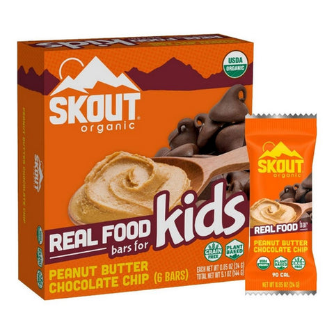 Skout, Peanut Butter Chocolate Chip Real Food Bars For Kids, 5.1 Oz (Case Of 6)