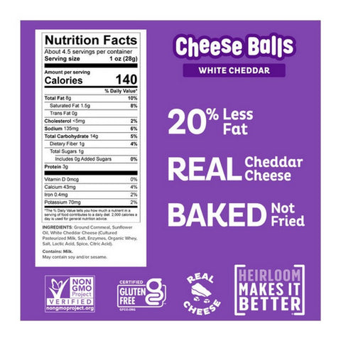 Pipcorn, White Cheddar Cheese Balls, 4.5 Oz (Case Of 12)