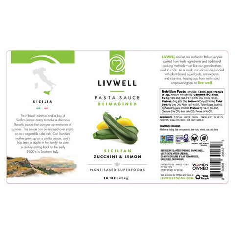 Livwell Foods, Sicilian Zucchini And Lemon Sauce, 16 Oz (Case Of 6)