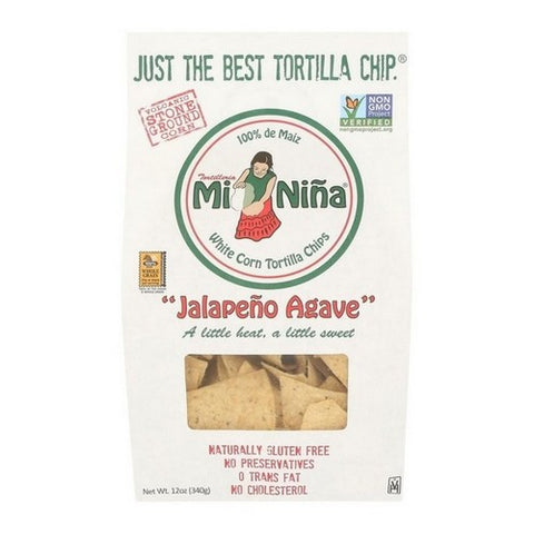 Mi Nina, Jalapeno Agave White Corn Tortilla Chips, 12 Oz(Case Of 9)