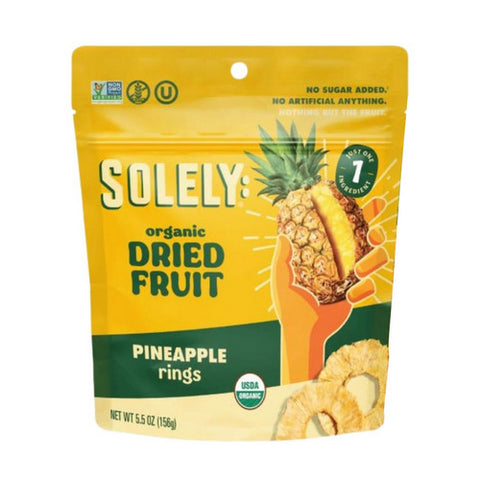 Solely, Organic Dried Fruit Pineapple Rings, 5.5 Oz(Case Of 6)