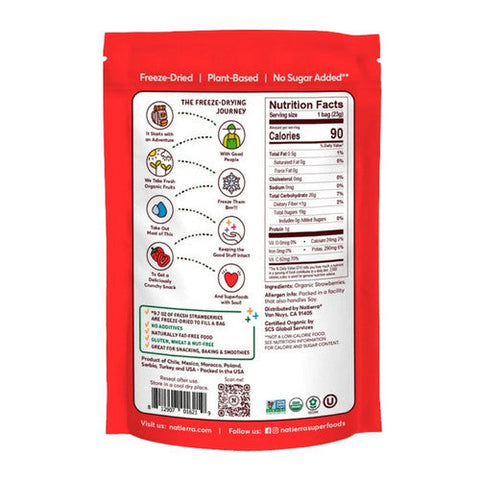 Natierra, Organic Freeze Dried Strawberry Fruit, 0.8 Oz(Case Of 12) Natierra