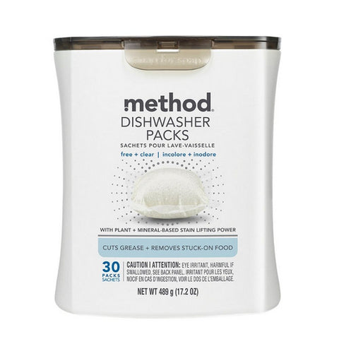 Method Home Care, Dishwasher Packs Free And Clear, 30 Count(Case Of 4)