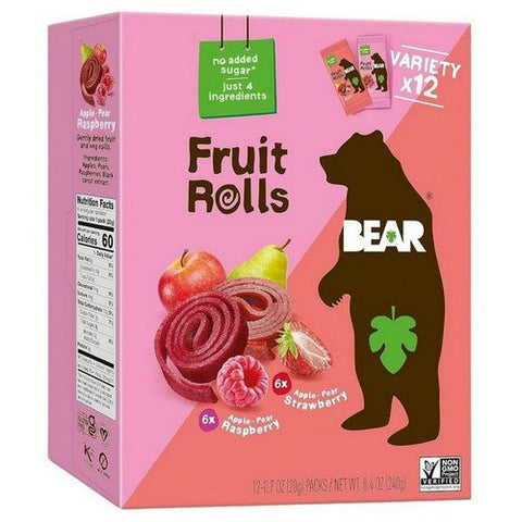Bear, Fruit Rolls Strawberry And Raspberry Variety, 8.4 Oz(Case Of 5) Bear