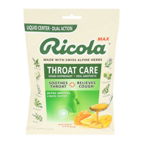 Ricola, Max Throat Care Honey Lemon Drops, 34 Count(Case Of 3)