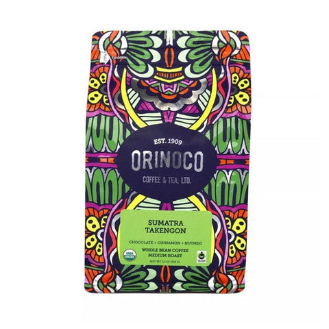 Orinoco Coffee Tea, Organic Sumatra Takengon Whole Bean Coffee, 12 Oz(Case Of 6) Orinoco Coffee Tea