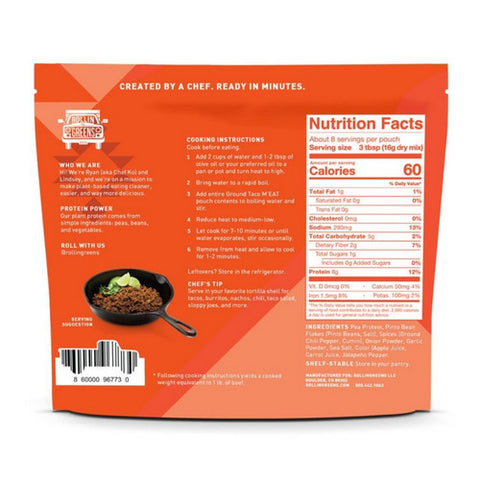 Rollingreens, Ground Taco Plant Based Meeat, 4.5 Oz(Case Of 12)