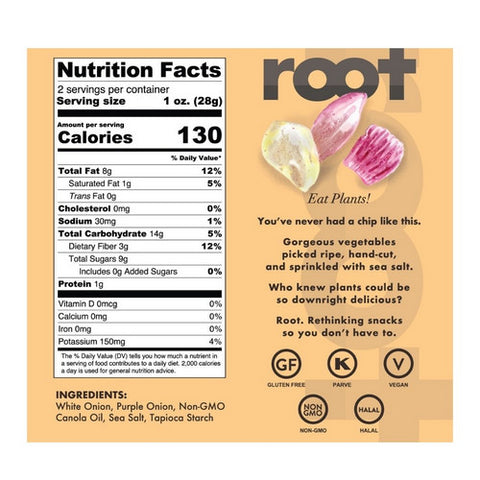 Root Foods, Onion Chips Sea Salt, 2 Oz(Case Of 6)