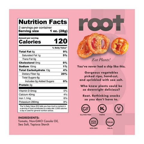 Root Foods, Tomato Chips Sea Salt, 2.5 Oz(Case Of 6)