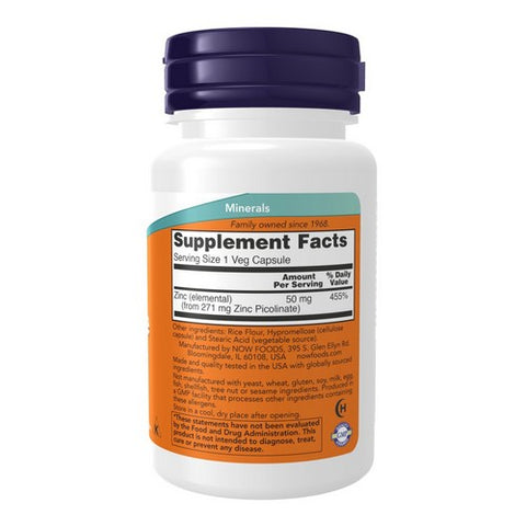 Now Foods, Zinc Picolinate, 50 mg, 30 VegCaps