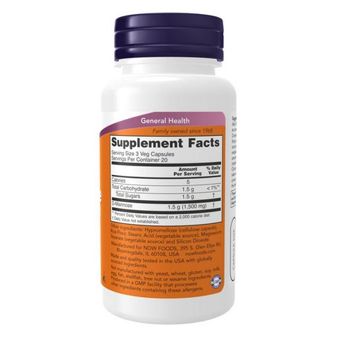 Now Foods, D-Mannose Urinary Support, 500 Mg, 60 VegCaps