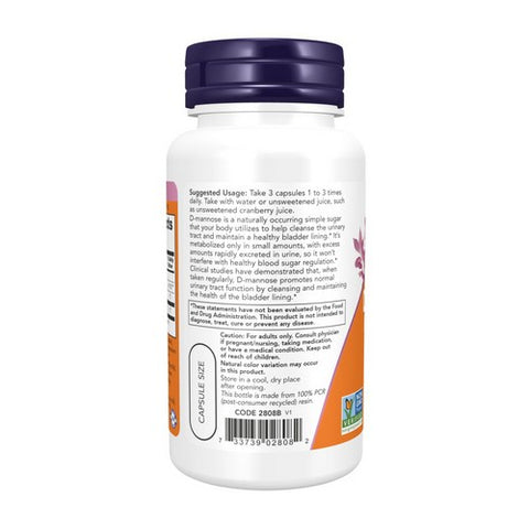 Now Foods, D-Mannose Urinary Support, 500 Mg, 60 VegCaps