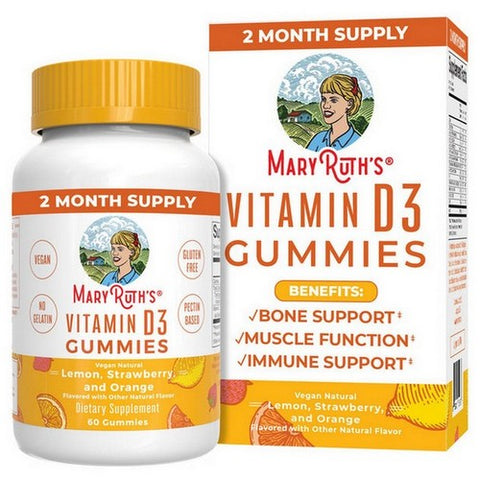 MaryRuth's, Organics Vitamin D3 Gummies Lemon Strawberry And Orange, 60 Gummies