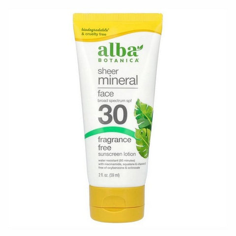 Alba Botanica, Sheer Mineral Sunscreen Lotion Broad Spectrum SPF 30, 2 Oz