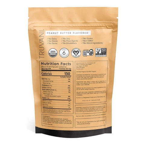 Truvani, Organic Plant Base Protein Peanut Butter, 23.1 Oz