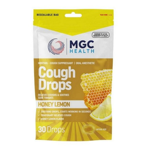 Mgc Health, Cough Drops Honey Lemon, 30 Drops