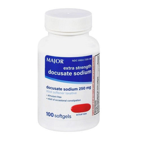 Major Pharmaceuticals, Docusate Sodium, 100 Softgels Major Pharmaceuticals