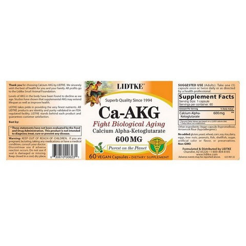 Lidtke, CA AKG Calcium Alpha Ketoglutarate, 600 mg, 60 Caps