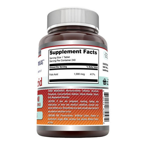 Amazing Nutrition, Amazing Formulas Folic Acid, 240 Tabs