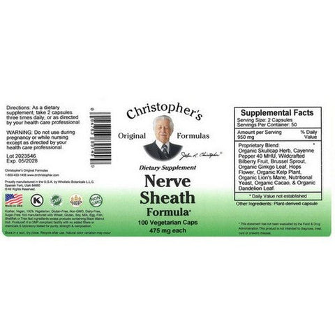 Christopher's Original Formulas, Nerve Sheath Formula, 100 Caps Christopher's Original Formulas