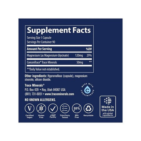 Trace Minerals, Magnesium Glycinate, 120 mg, 90 Count Trace Minerals