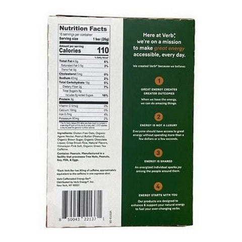 The Humble Co, Chocolate Peanut Butter Cup Caffeinated Energy Bar, 16 Count The Humble Co