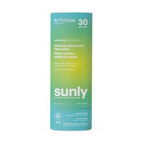 Attitude, Sunly Mineral Sunscreen Face Stick Spf 30 Unscented, 0.7 Oz