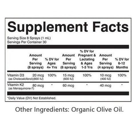 MaryRuth's, Organic Unflavored D3 + K2 Liquid Spray, 1 Oz MaryRuth's
