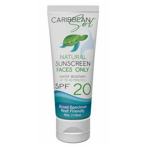 Caribbean Solutions, Faces Only Mineral Sunscreen Lotion SPF 20, 4 Oz