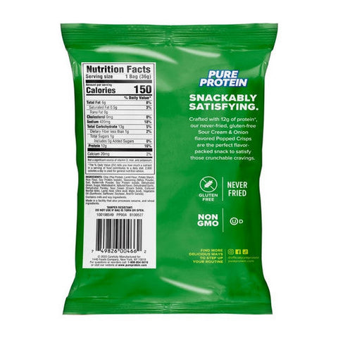 Pure Protein, Popped Crisp Sour Cream Onion, 12 Count Pure Protein