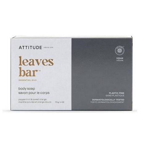 Attitude, Leaves Bar Soap Peppermint And Sweet Orange, 4 Oz