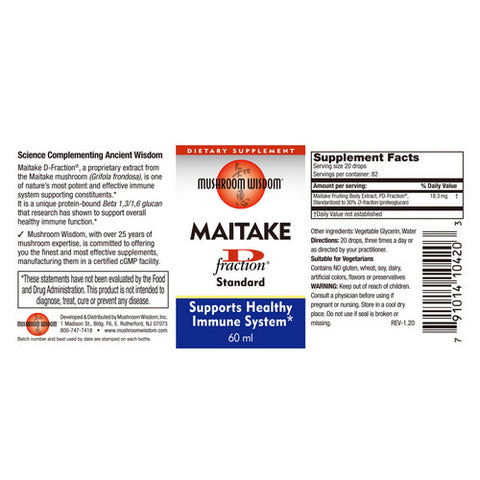 Maitake Mushroom Wisdom, Maitake D-Fraction Standard, D-Fraction, 2 oz
