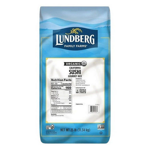 Lundberg, Organic Sushi Short Grain White Rice, 25 Lbs