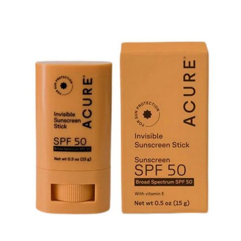 Acure, Sunscreen Invisible Stick SPF 50, 0.5 Oz
